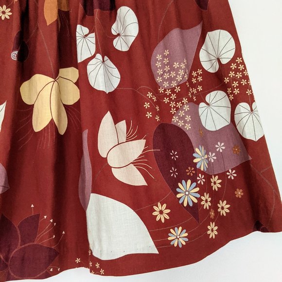 🇺🇸 Lux Anthropologie 100% Cotton Leaf Print Skirt Made In USA - Picture 7 of 8
